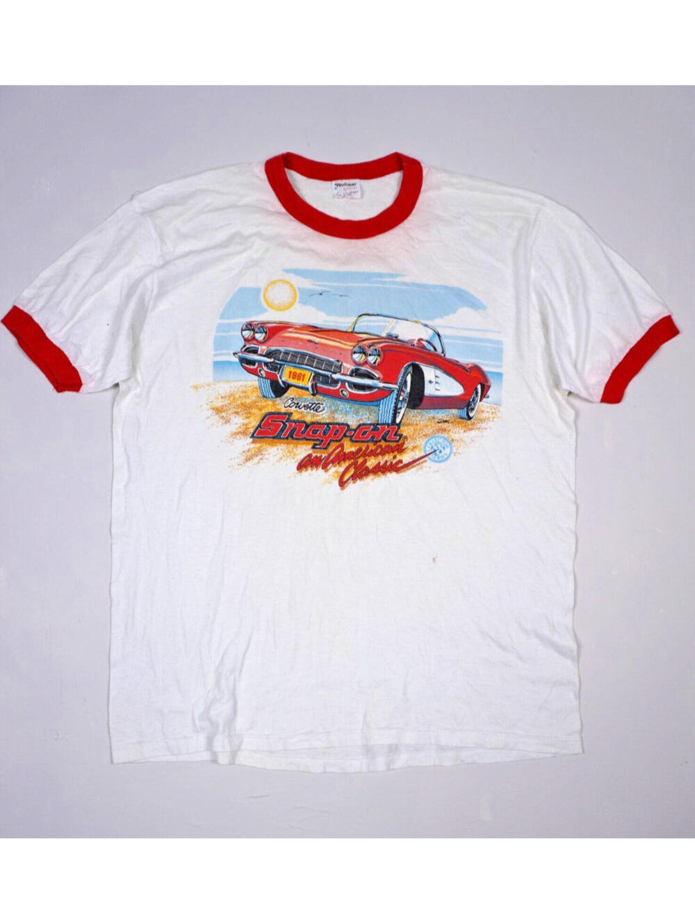 Vintage Snap On Corvette T Shirt Mens XL 80s Paper Thin Chevrolet USA Car Tee